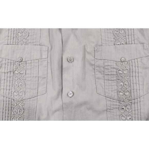 TropiCool Shirt Mens Large Short Sleeves Button Up Tan 4 Pockets Embroider Flaw - Picture 6 of 11